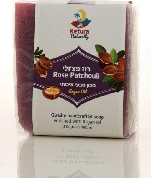 סבון טבעי משמן ארגן רוז פצ'ולי